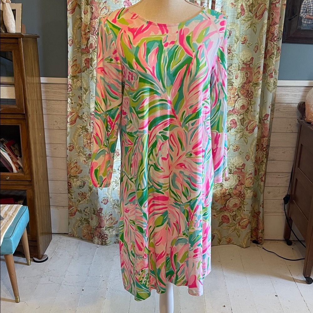 Lilly Pulitzer Pink and Green Tropical Dress